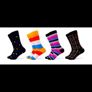 men’s 4 Pairs colorful and funny dress socks. 10-13